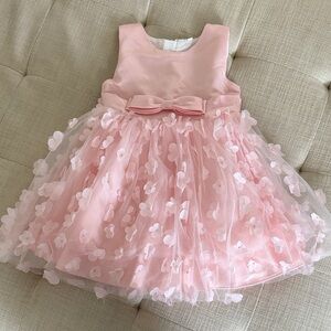 Pink Floral Tulle Bow Party Dress
